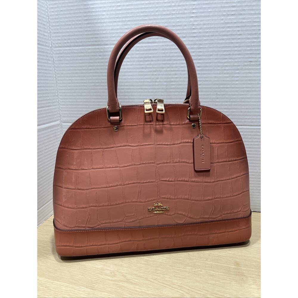 Coach Pink Croc-Embossed Leather Dome Satchel F32120 - Picture 3 of 16